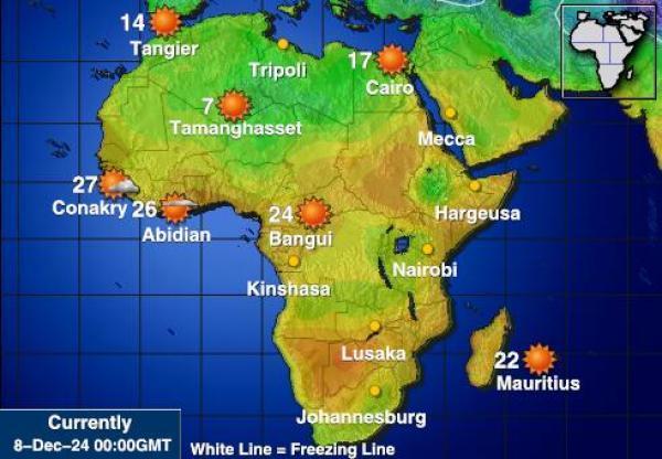 Namibia Sääennuste lämpötila kartalla 