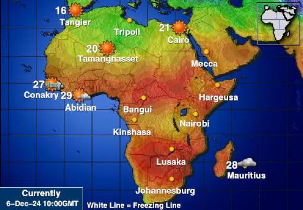 Namibia Sääennuste lämpötila kartalla 