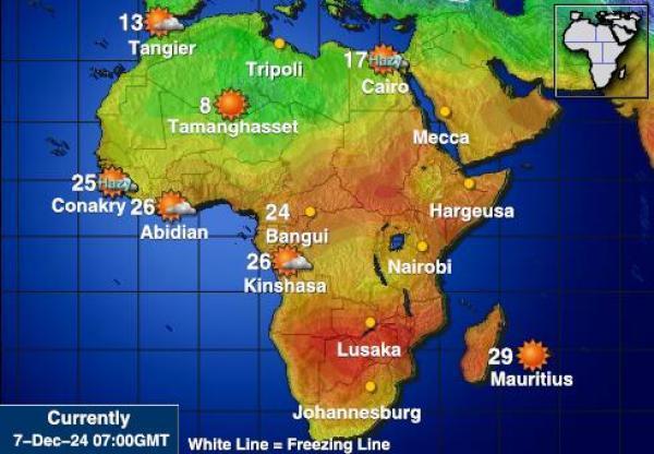 Namibia Sääennuste lämpötila kartalla 