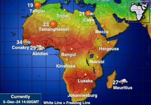 Namibia Sääennuste lämpötila kartalla 