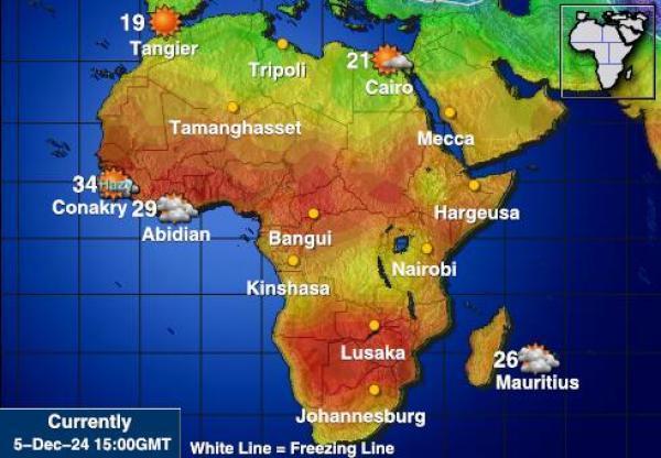 Namibia Sääennuste lämpötila kartalla 