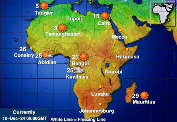 Namibia Sääennuste lämpötila kartalla 