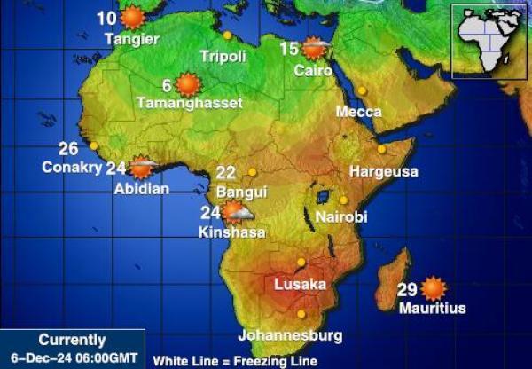 Namibia Sääennuste lämpötila kartalla 