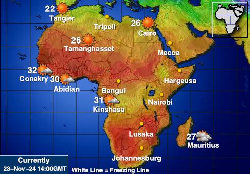 Namibia Prognoza pogody temperaturę na mapie 