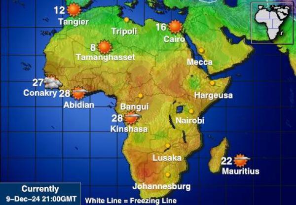 Namibia Sääennuste lämpötila kartalla 