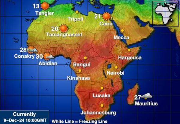 Namibia Sääennuste lämpötila kartalla 