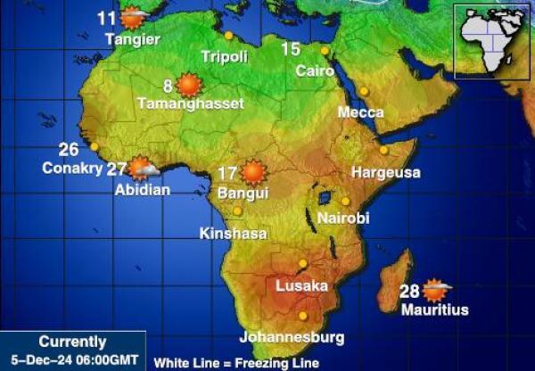 Namibia Sääennuste lämpötila kartalla 