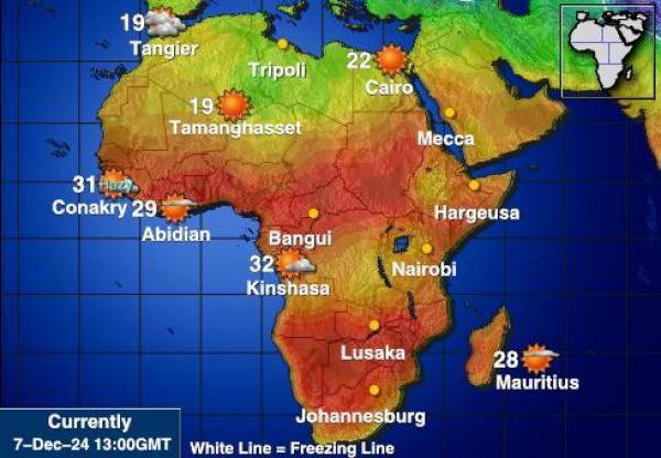 Namibia Sääennuste lämpötila kartalla 