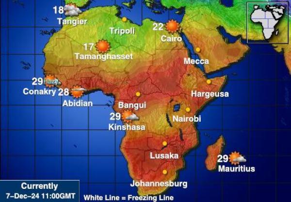 Namibia Sääennuste lämpötila kartalla 