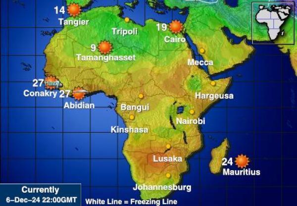 Namibia Sääennuste lämpötila kartalla 