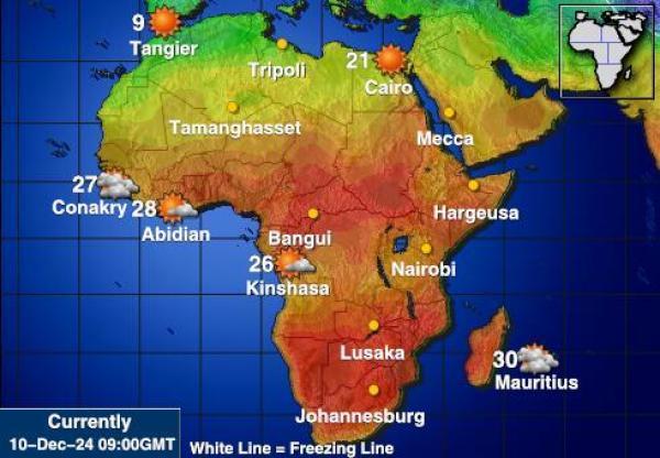 Namibia Sääennuste lämpötila kartalla 