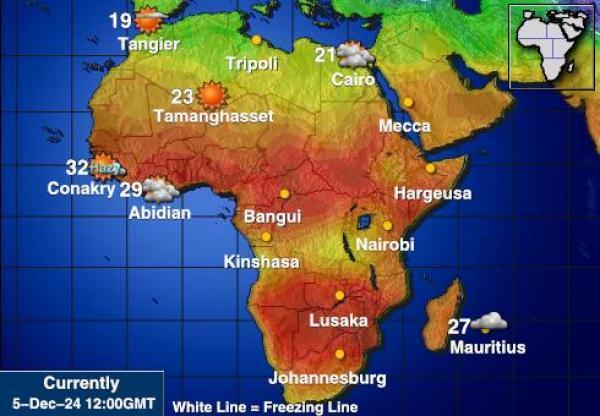 Namibia Sääennuste lämpötila kartalla 