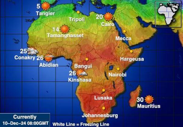 Namibia Sääennuste lämpötila kartalla 