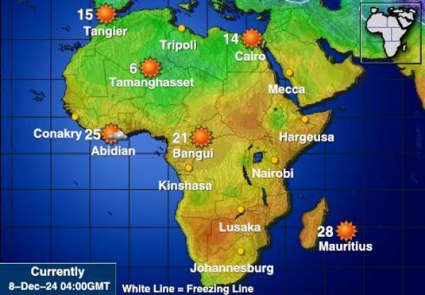 Namibia Sääennuste lämpötila kartalla 