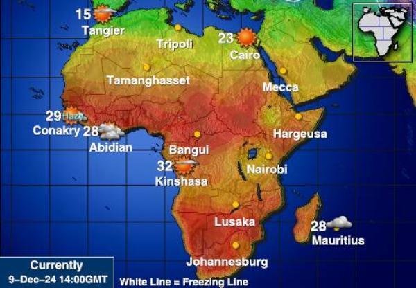 Namibia Sääennuste lämpötila kartalla 