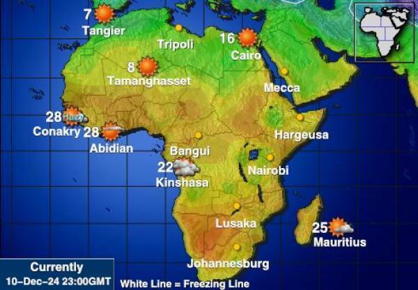 Namibia Sääennuste lämpötila kartalla 