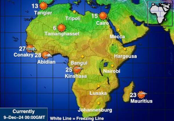 Namibia Sääennuste lämpötila kartalla 