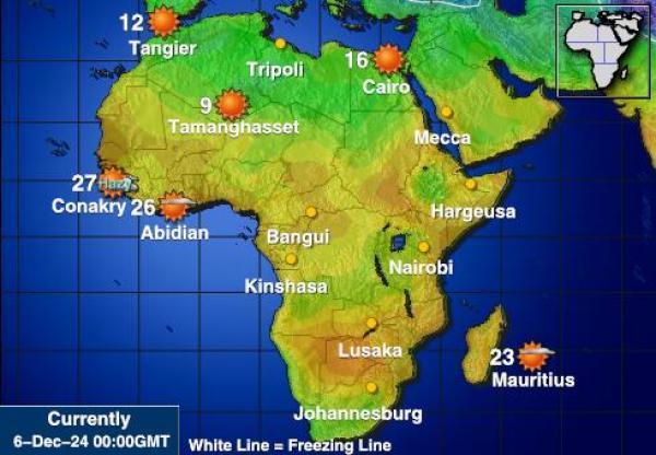 Namibia Sääennuste lämpötila kartalla 