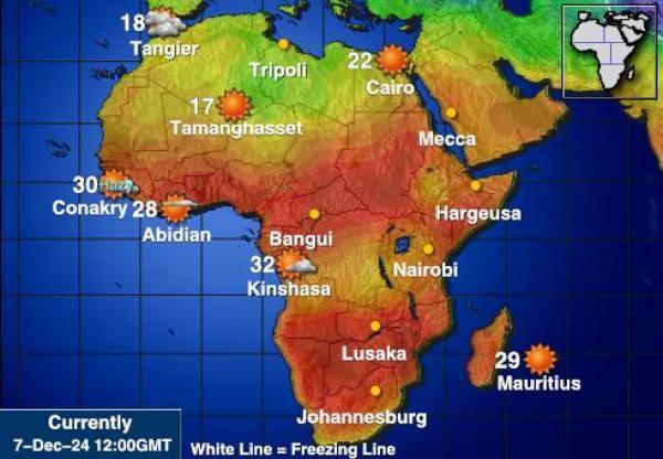 Namibia Sääennuste lämpötila kartalla 