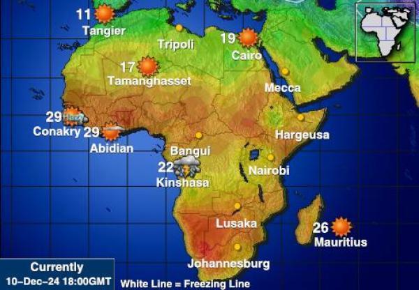 Namibia Sääennuste lämpötila kartalla 