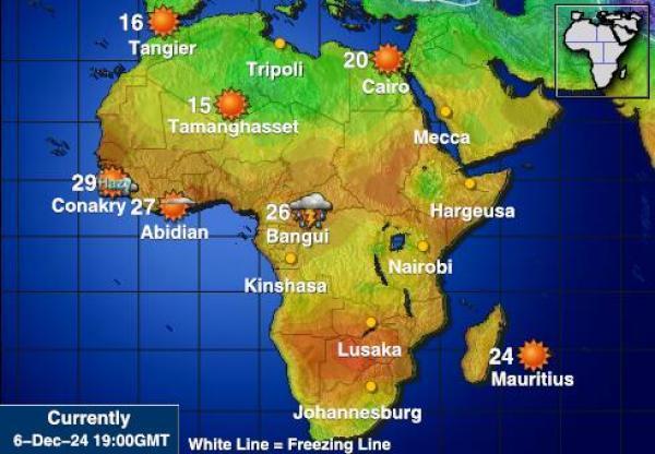 Namibia Sääennuste lämpötila kartalla 