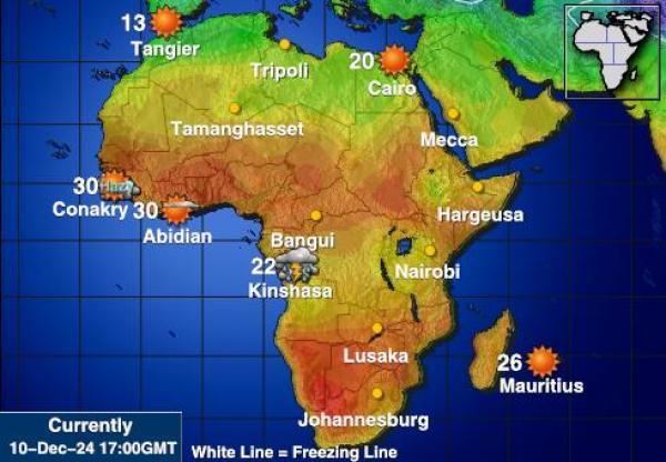 Namibia Sääennuste lämpötila kartalla 