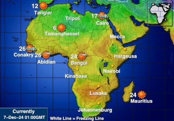 Namibia Sääennuste lämpötila kartalla 