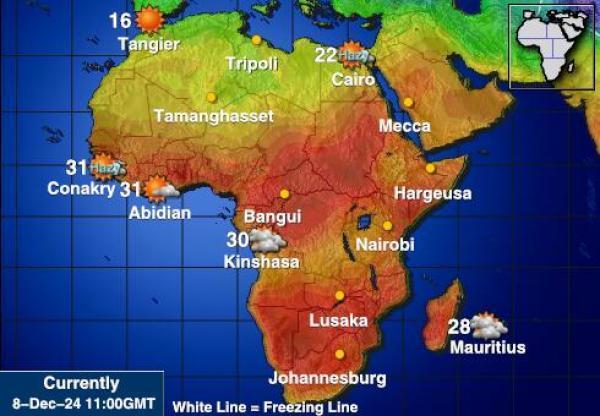 Namibia Sääennuste lämpötila kartalla 