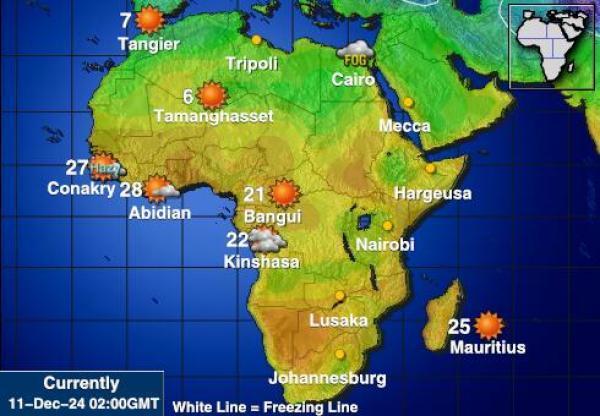 Namibia Sääennuste lämpötila kartalla 