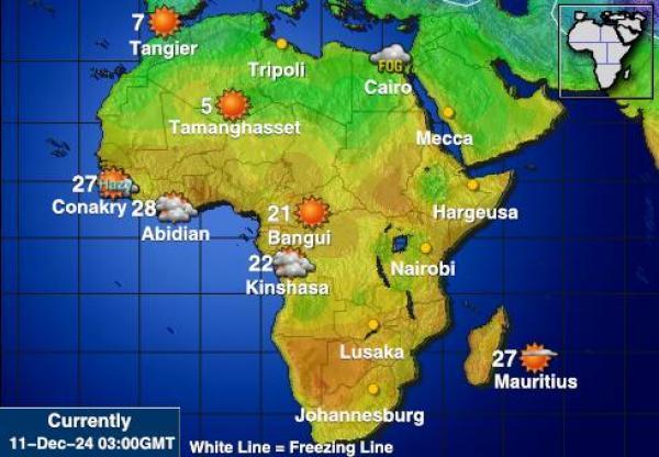 Namibia Sääennuste lämpötila kartalla 