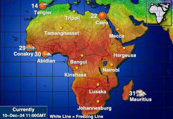 Namibia Sääennuste lämpötila kartalla 