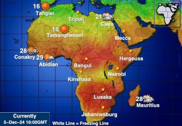 Namibia Sääennuste lämpötila kartalla 