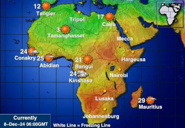 Namibia Sääennuste lämpötila kartalla 