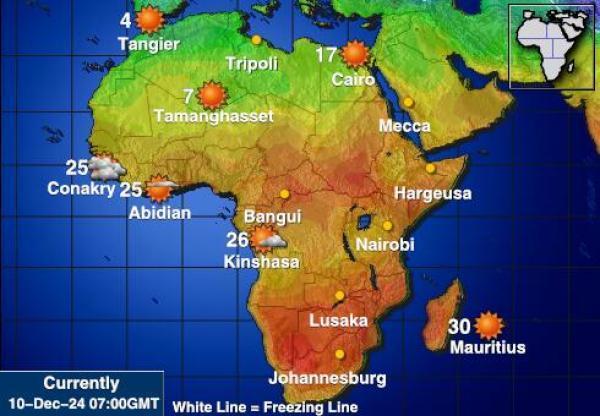 Namibia Sääennuste lämpötila kartalla 