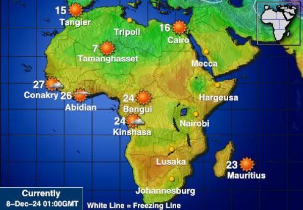 Namibia Sääennuste lämpötila kartalla 