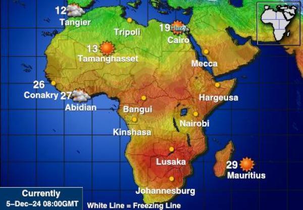 Namibia Sääennuste lämpötila kartalla 