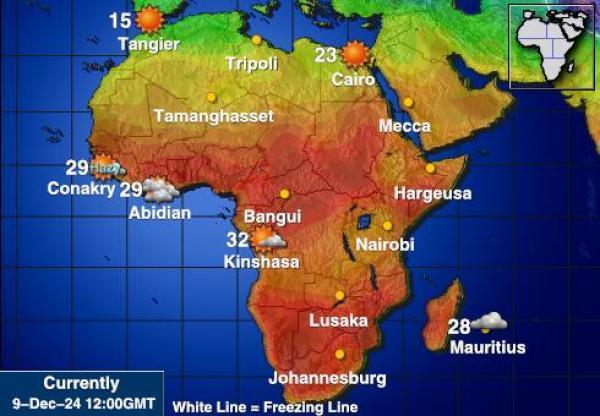 Namibia Sääennuste lämpötila kartalla 