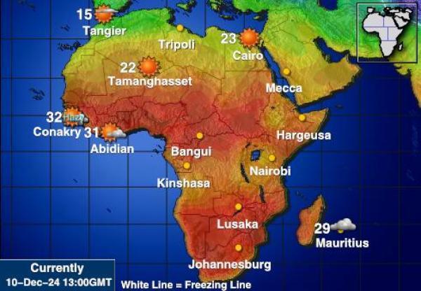 Namibia Sääennuste lämpötila kartalla 