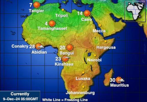 Namibia Sääennuste lämpötila kartalla 