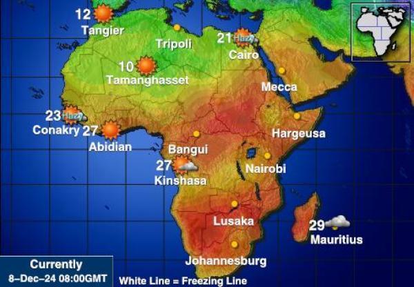 Namibia Sääennuste lämpötila kartalla 