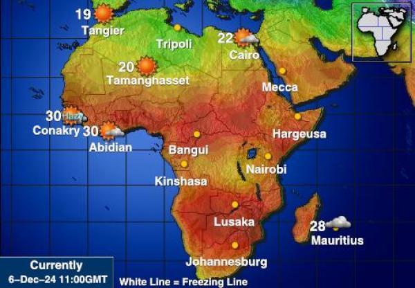 Namibia Sääennuste lämpötila kartalla 