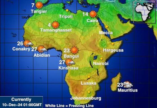 Namibia Sääennuste lämpötila kartalla 