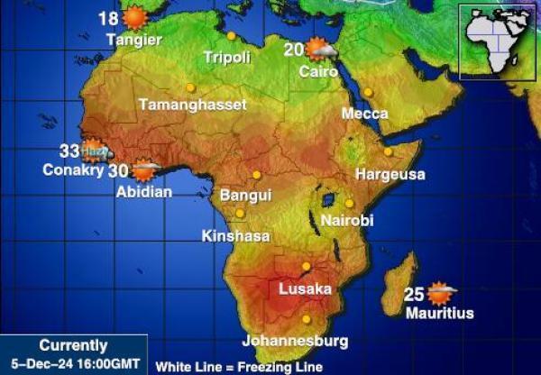 Namibia Sääennuste lämpötila kartalla 