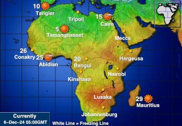 Namibia Sääennuste lämpötila kartalla 