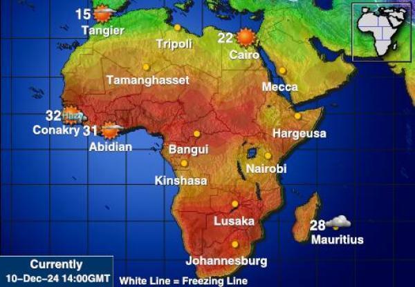 Namibia Sääennuste lämpötila kartalla 