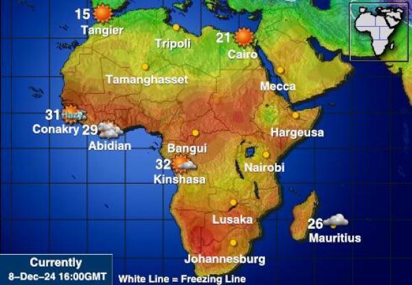 Namibia Sääennuste lämpötila kartalla 