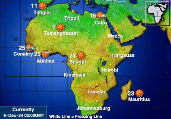 Namibia Sääennuste lämpötila kartalla 