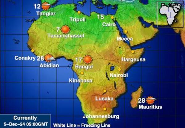 Namibia Sääennuste lämpötila kartalla 