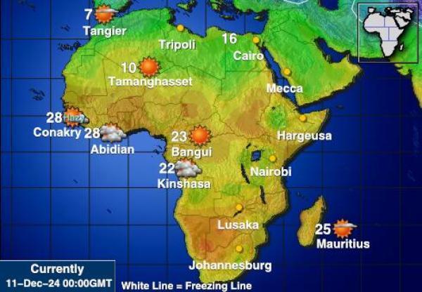 Namibia Sääennuste lämpötila kartalla 