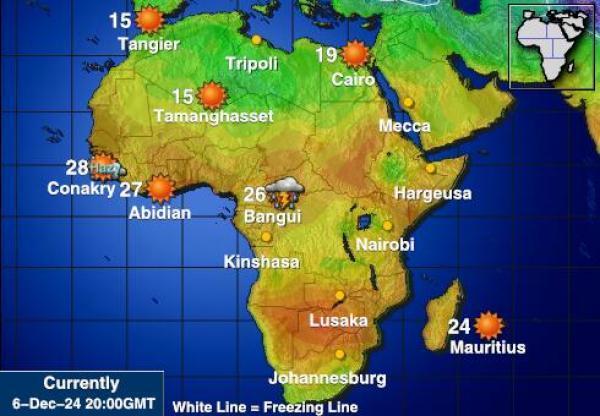 Namibia Sääennuste lämpötila kartalla 